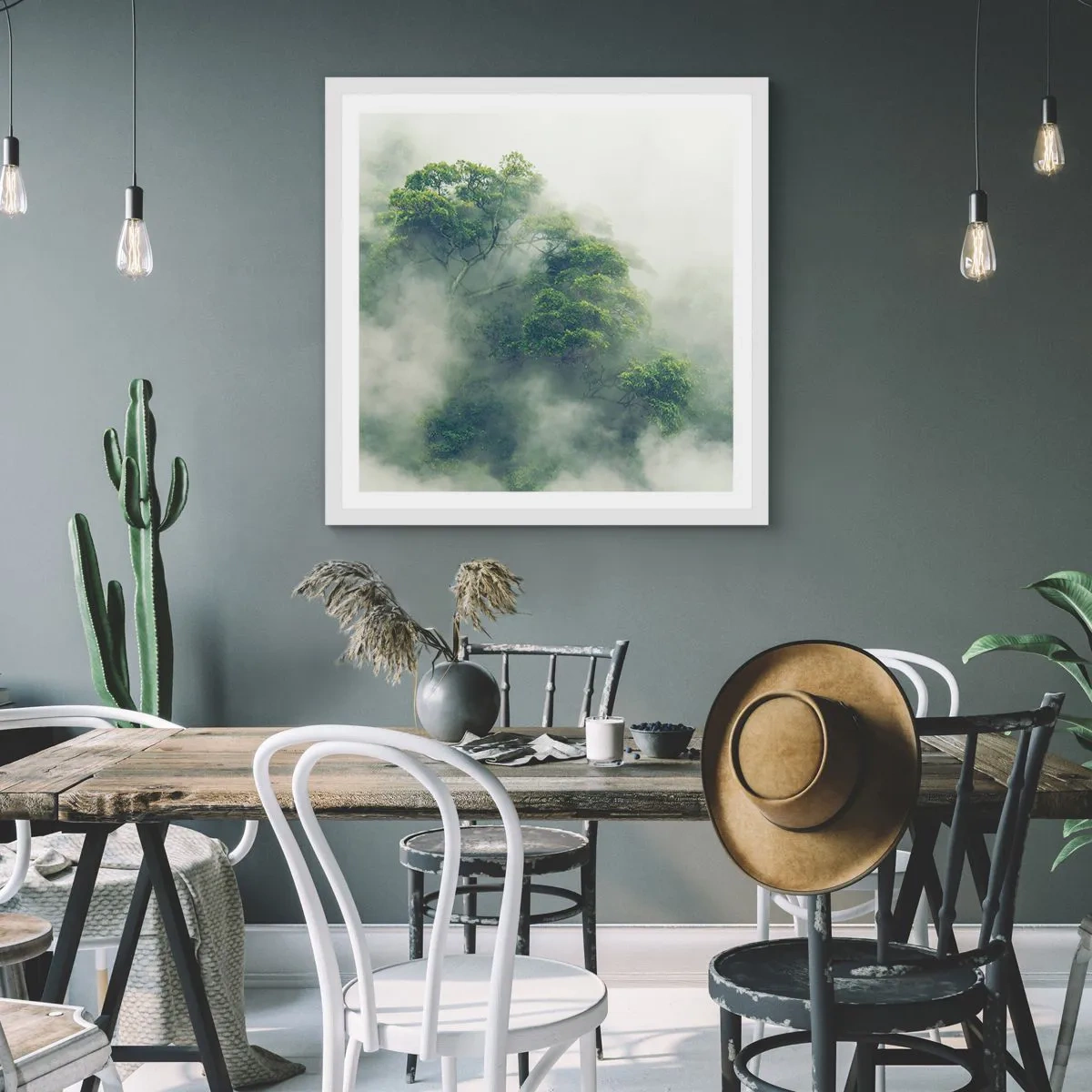 Poster in einem weißen Rahmen - In Nebel gehüllt - 50x50 cm