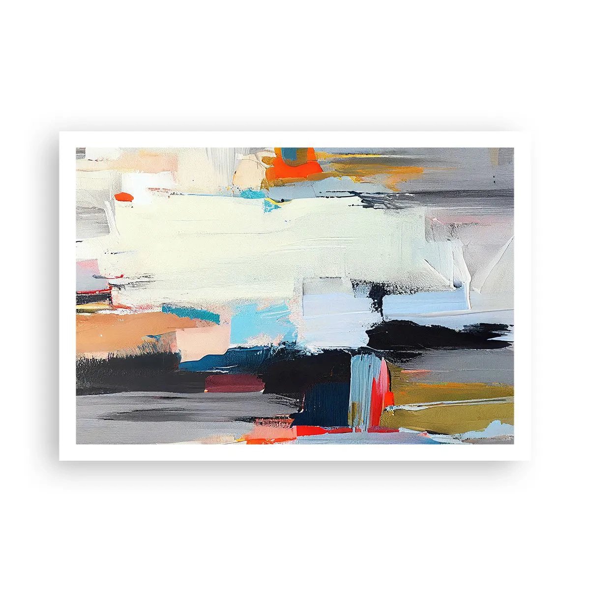 Poster - Farbenfrohe Abstraktion mit dynamischen Pinselstrichen - 100x70cm - Gibt es eine Methode? - Moderne Wanddekoration für Wohnzimmer und Schlafzimmer ARTTOR