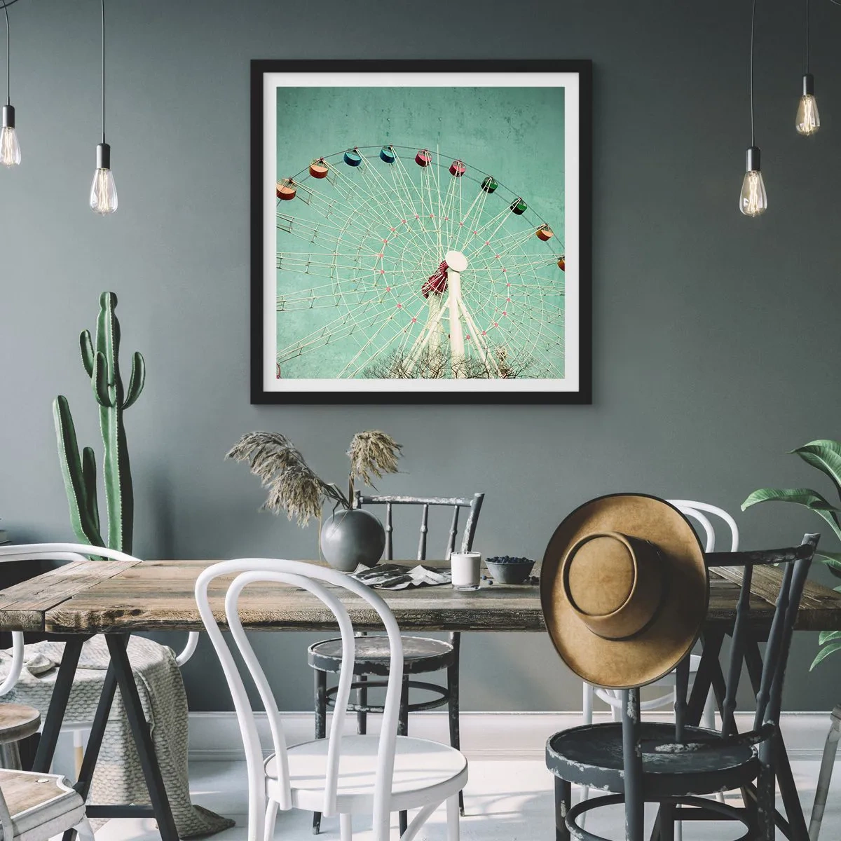 Poster in einem schwarzem Rahmen - Wir laden zum Spiel ein - 40x40 cm