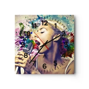 Wanduhr - Glasuhr - Malen Sie die Welt mit Ihrer Stimme - 40x40 cm