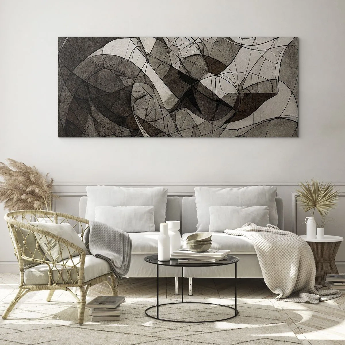 Glasbild - Bild auf glas - Abstraktes Muster in Braun- und Erdtönen - 120x50cm - Zirkulation von Erdfarben - Moderne Wanddekoration für Wohnzimmer und Schlafzimmer ARTTOR