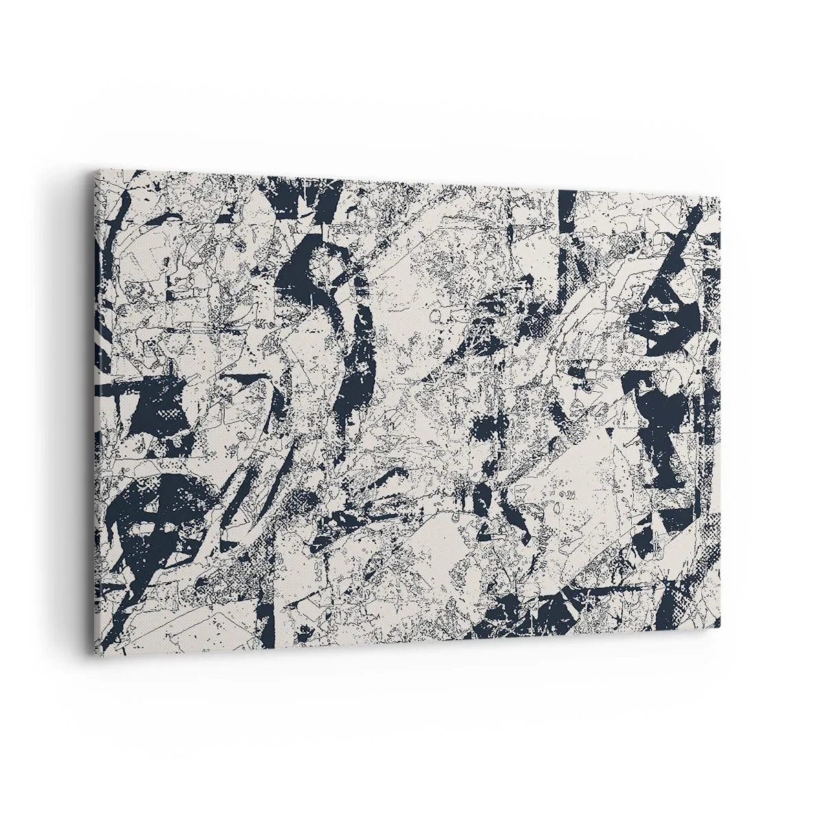 Bild auf Leinwand - Leinwandbild - Abstrakte Komposition in Schwarzweiß mit dynamischem Layout - 100x70cm - Durchdringung der Gegensätze - Moderne Wanddekoration für Wohnzimmer und Schlafzimmer ARTTOR