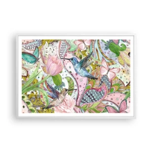 Poster in einem weißen Rahmen - Verstrickt in Weinreben - 100x70 cm