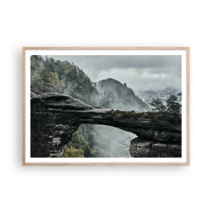 Poster in einem Rahmen aus heller Eiche - Abenteuer beginnt gleich - 100x70 cm