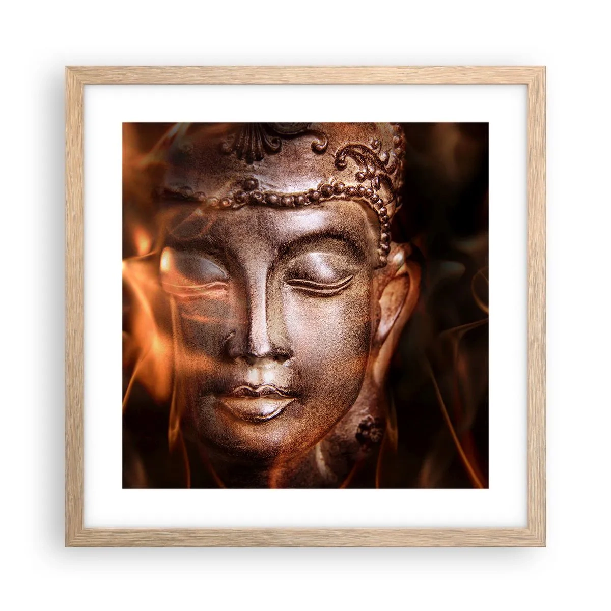 Poster in einem Rahmen aus heller Eiche - Es existiert nur hier und jetzt - 40x40 cm