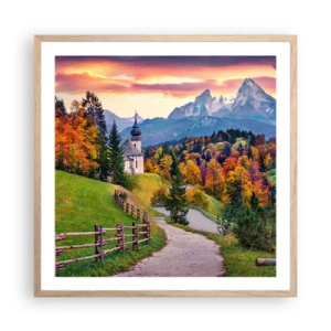 Poster in einem Rahmen aus heller Eiche - Landschaftsartige Malerei - 60x60 cm