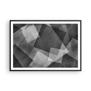 Poster in einem schwarzem Rahmen - Schwarz-Weiß-Abstraktion mit geometrischen Formen - 100x70cm - Das ewige Symbol für Beständigkeit und Ordnung - Moderne Wanddekoration für Wohnzimmer und Schlafzimmer ARTTOR