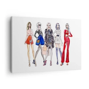 Bild auf Leinwand - Leinwandbild - Stilvolle Illustrationen von Modesilhouetten - 70x50cm - Jede Woche Fashion Week - Moderne Wanddekoration für Wohnzimmer und Schlafzimmer ARTTOR