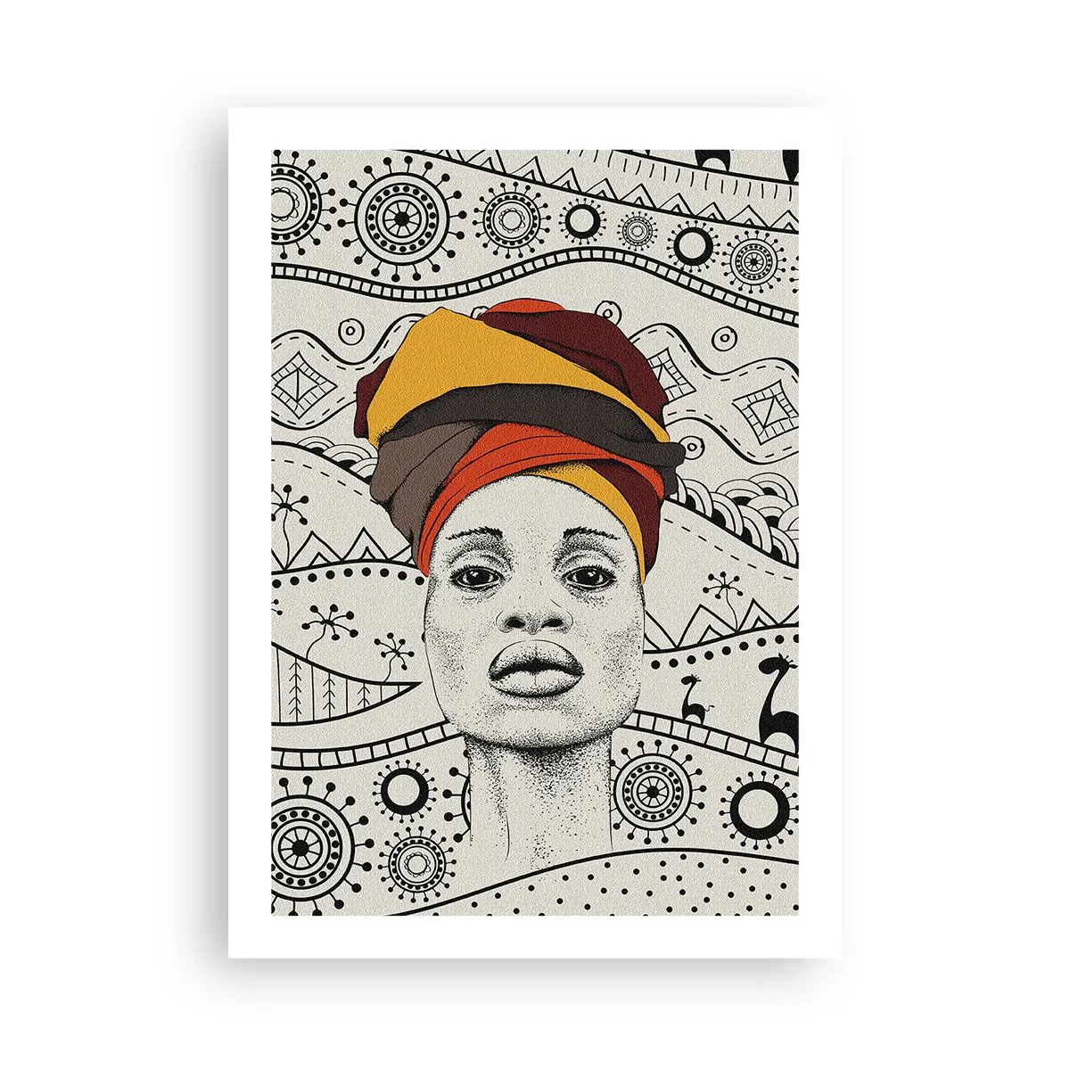 Poster - Afrikanischer Patriarch - 50x70cm - Afrikanisches Porträt - Moderne Wanddekoration für Wohnzimmer und Schlafzimmer ARTTOR