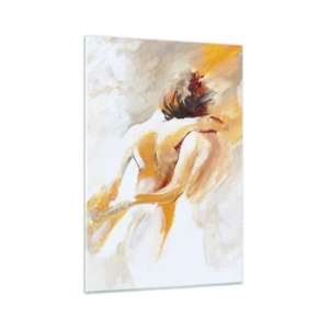 Glasbild - Bild auf glas - Abstrakte Szene einer romantischen Umarmung - 70x100cm - Am Himmel der Nähe - Moderne Wanddekoration für Wohnzimmer und Schlafzimmer ARTTOR