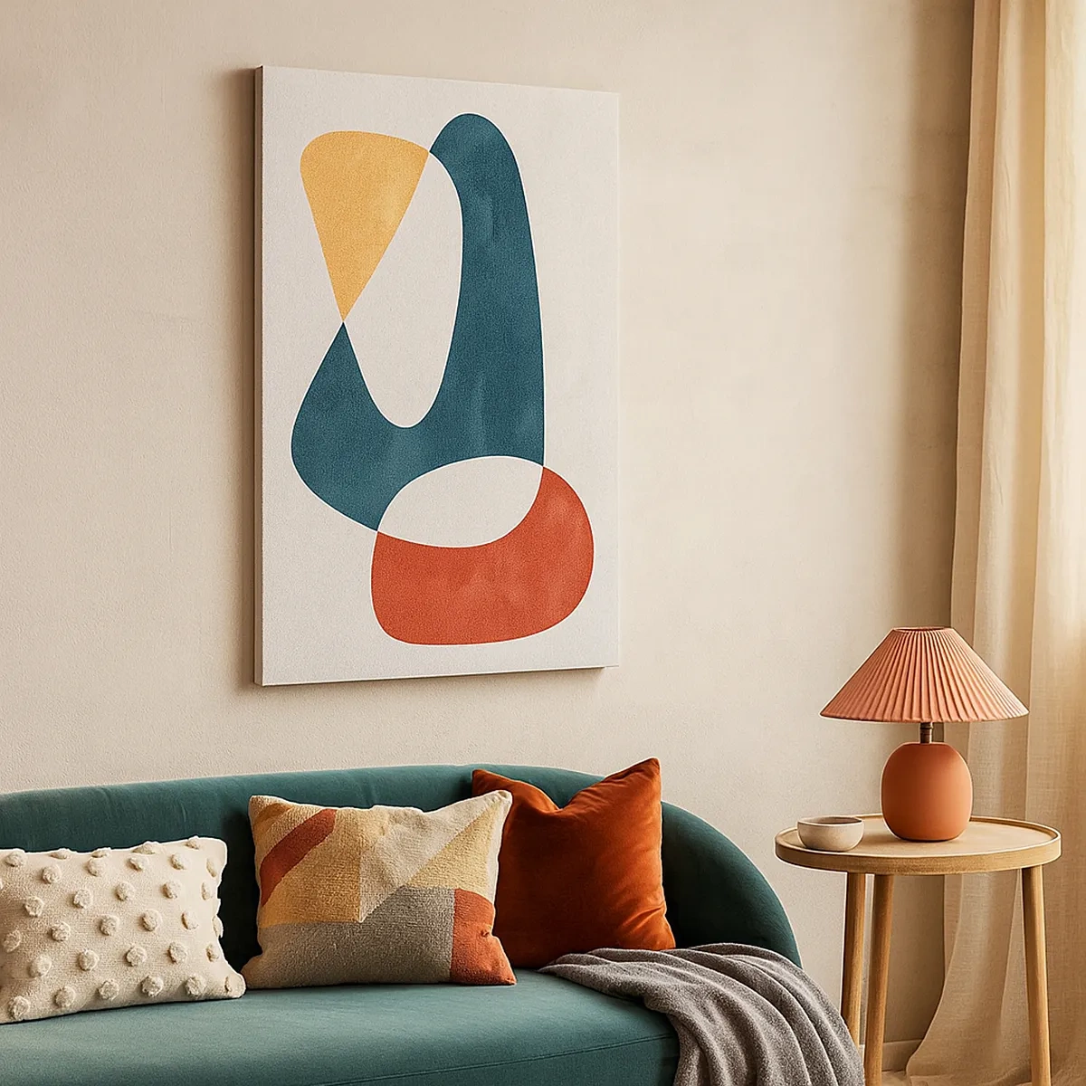 Bild auf Leinwand - Leinwandbild - Abstrakte Formen in harmonischen Farben - 50x70cm - Einflüsse und Metamorphosen - Moderne Wanddekoration für Wohnzimmer und Schlafzimmer ARTTOR