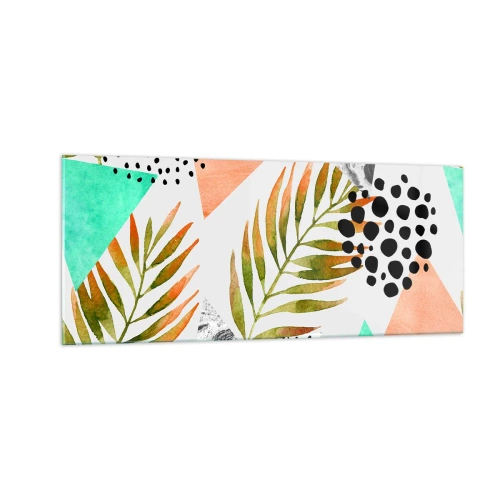 Glasbild - Bild auf glas - Dekoration mit Palmblatt - 100x40 cm