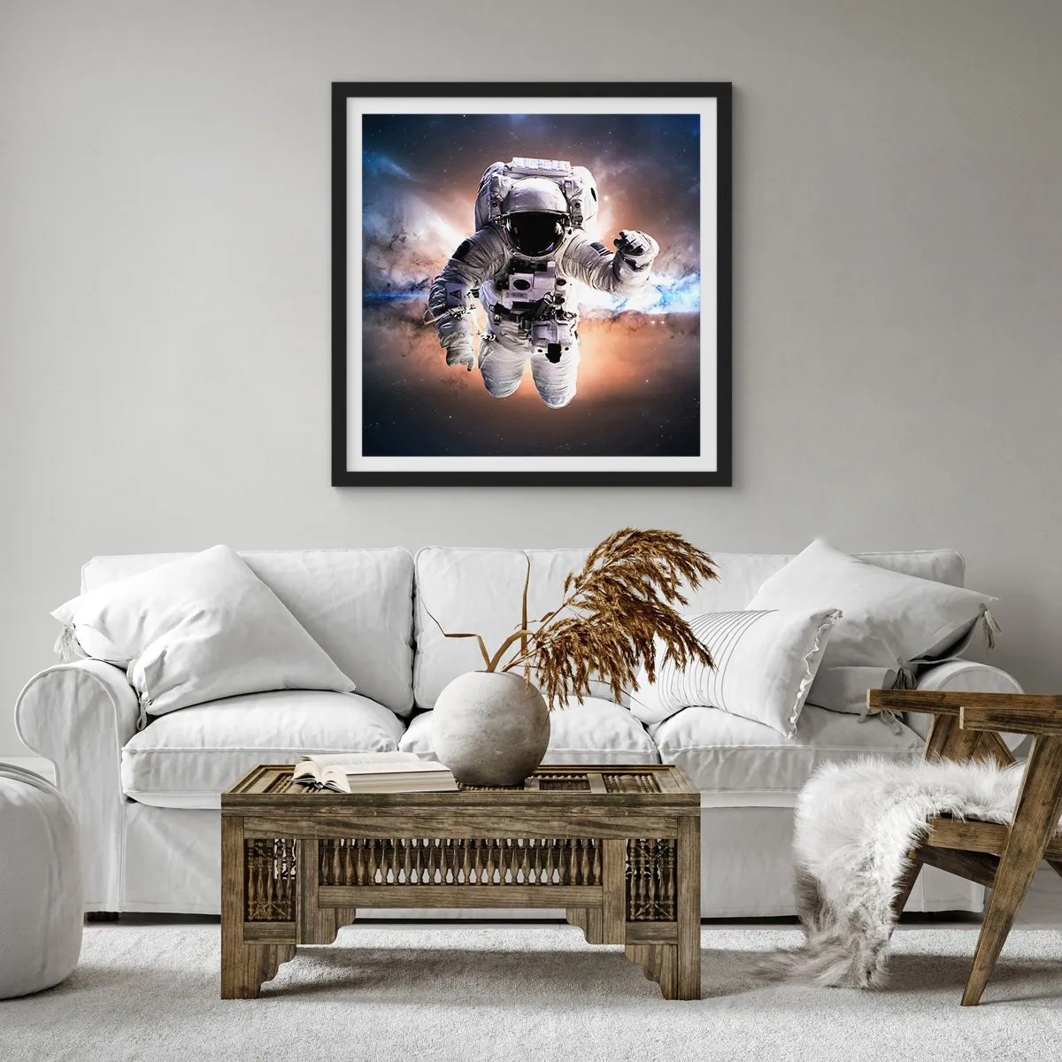 Poster in einem schwarzem Rahmen - Grüße aus dem Weltall - 60x60 cm