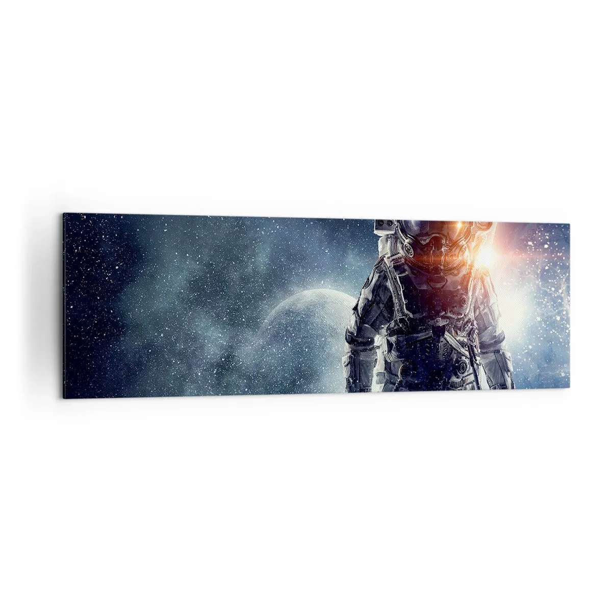Bild auf Leinwand - Leinwandbild - Astronaut vor dem Hintergrund des Weltraums und des Planeten Erde - 160x50cm - Weltraumabenteuer - Moderne Wanddekoration für Wohnzimmer und Schlafzimmer ARTTOR