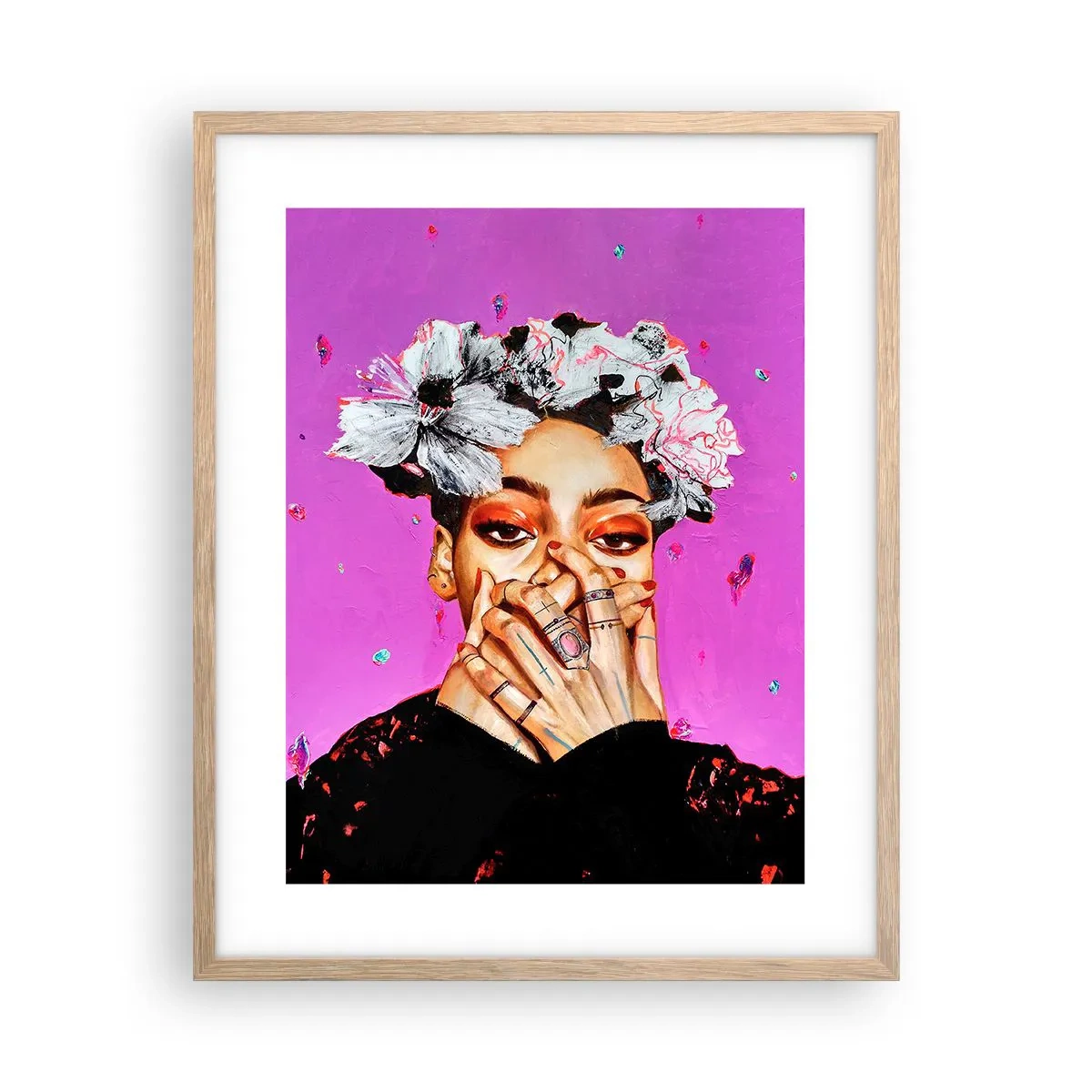 Poster in einem Rahmen aus heller Eiche - Bisschen verrückt - 40x50 cm