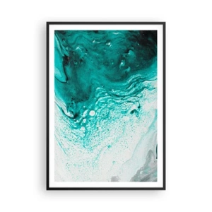 Poster in einem schwarzem Rahmen - Verschmelzen in Weiß und Türkis - 70x100 cm