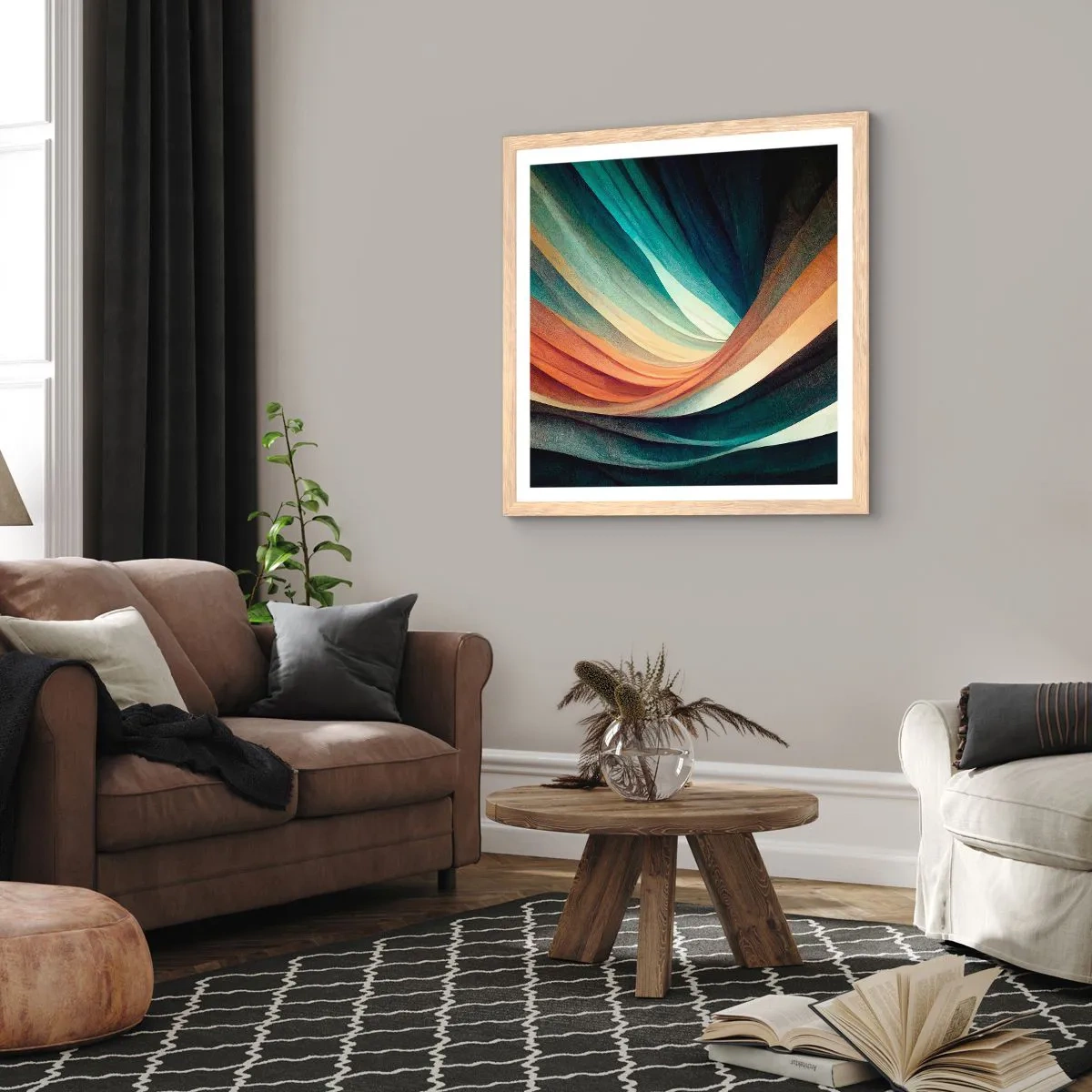 Poster in einem Rahmen aus heller Eiche - Aus Farben gewebt - 40x40 cm