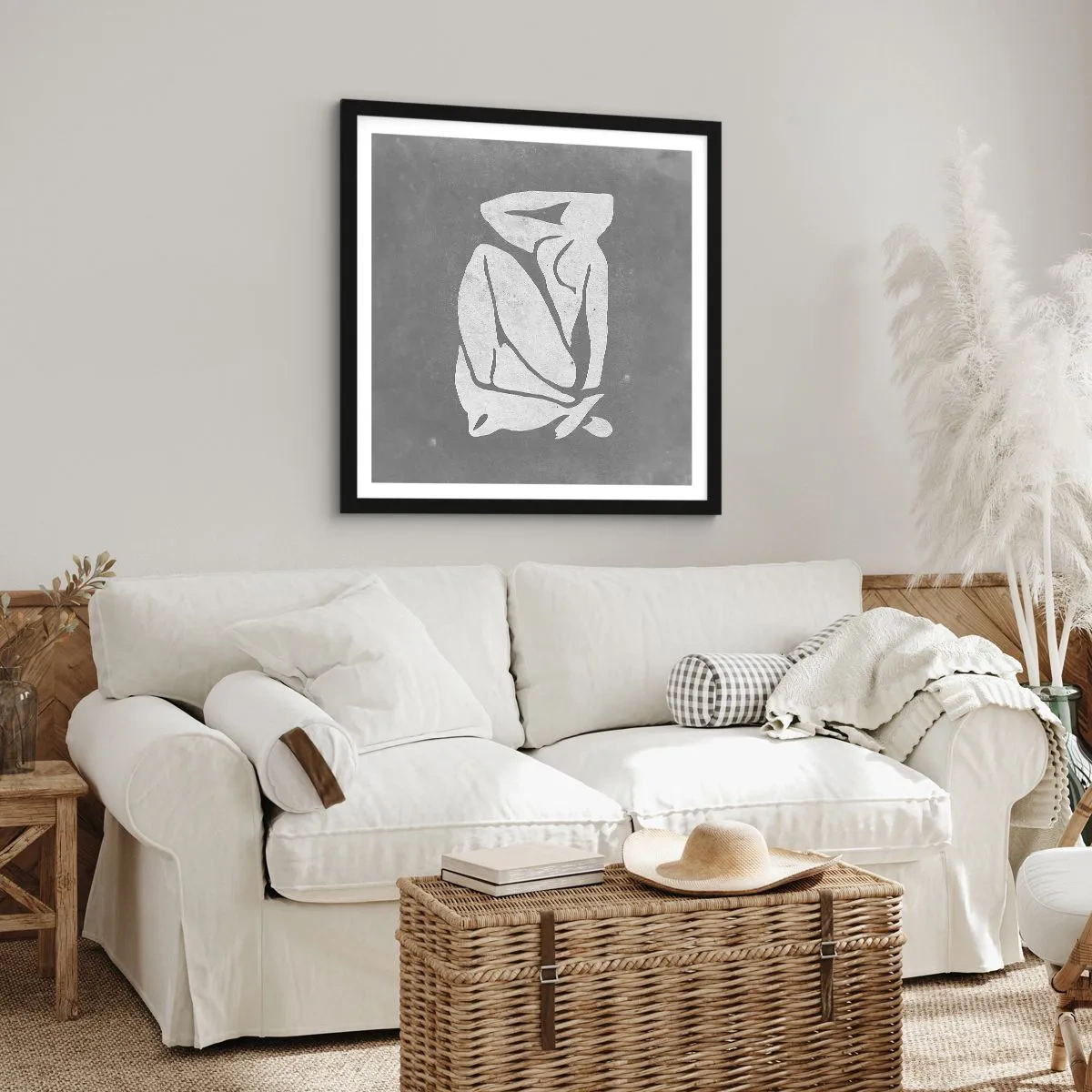 Poster in einem schwarzem Rahmen - In Gedanken versunken - 60x60 cm