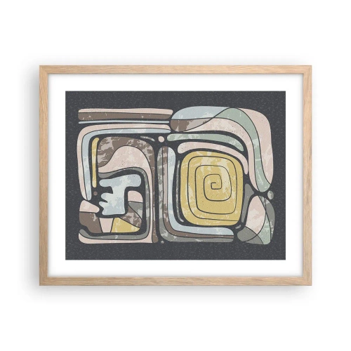 Poster in einem Rahmen aus heller Eiche - Abstraktion im präkolumbianischen Geist - 50x40 cm