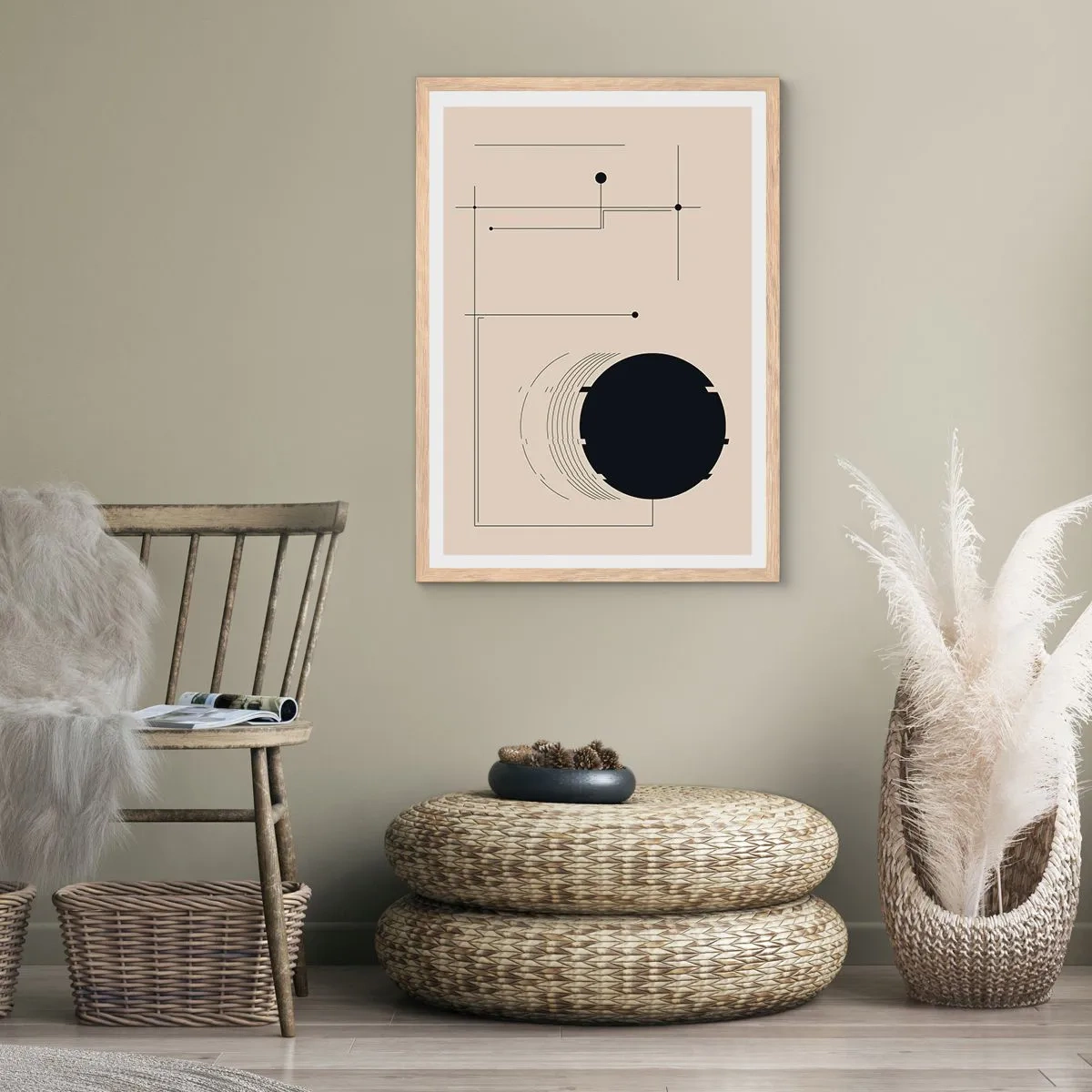 Poster in einem Rahmen aus heller Eiche - Flexible und dynamische Komposition - 70x100 cm