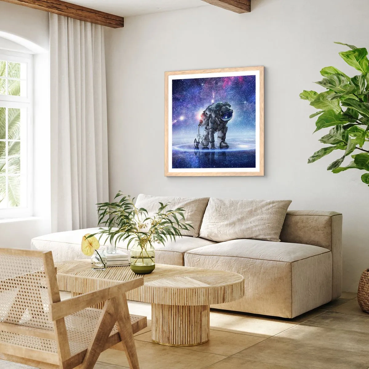 Poster in einem Rahmen aus heller Eiche - Der Sternenhimmel über mir - 40x40 cm