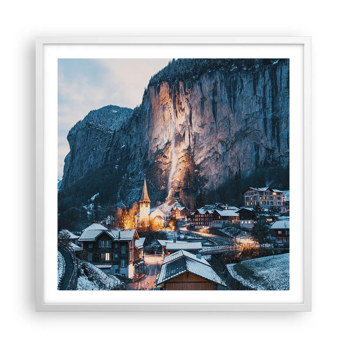 Poster in einem weißen Rahmen - Der leuchtende Geist des Winters - 60x60 cm