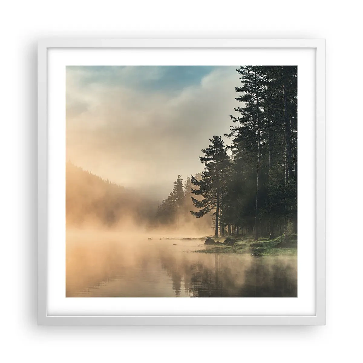 Poster in einem weißen Rahmen - Die Geburt des Tages - 50x50 cm