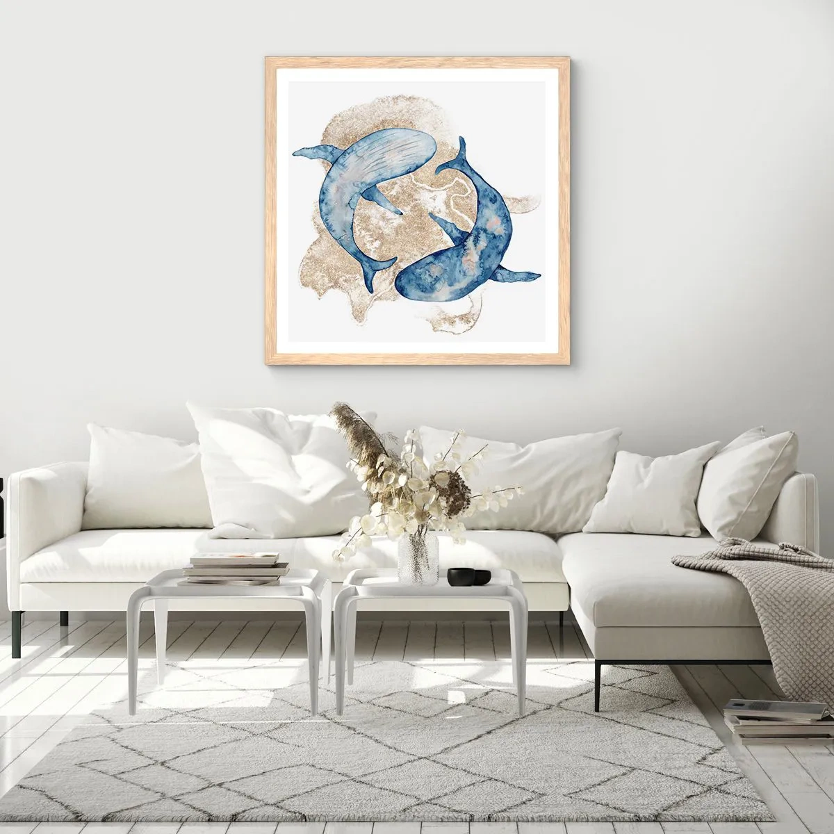 Poster in einem Rahmen aus heller Eiche - Freundschaft oder Liebe? - 50x50 cm