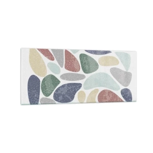 Glasbild - Bild auf glas - Bunte organische Formen auf weißem Hintergrund - 120x50cm - Mosaik aus pulverförmigen Farben - Moderne Wanddekoration für Wohnzimmer und Schlafzimmer ARTTOR