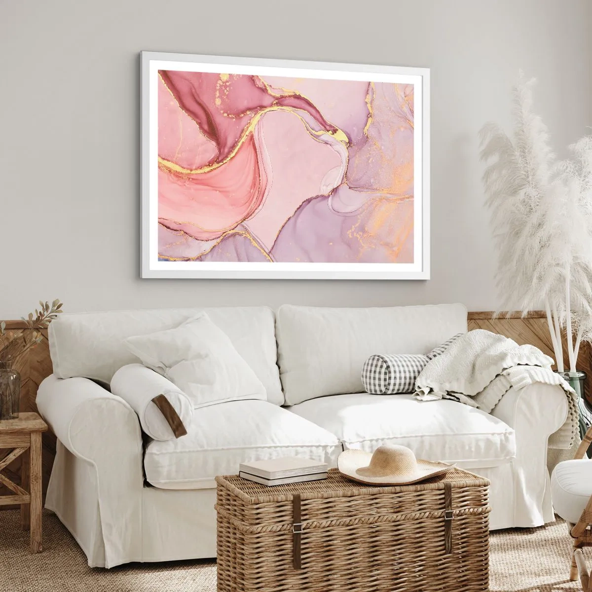 Poster in einem weißen Rahmen - Eine Liebkosung der Farben - 91x61 cm