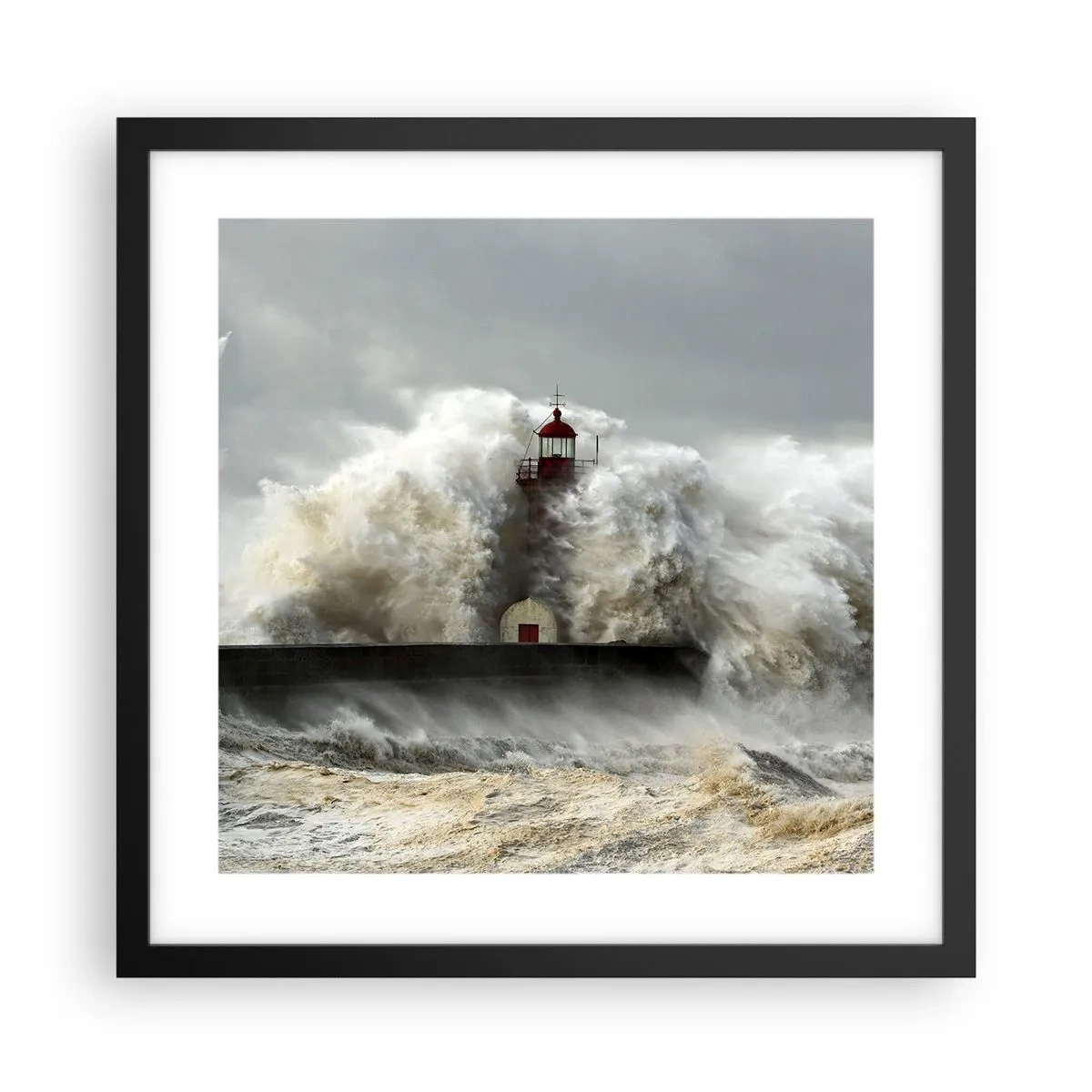 Poster in einem schwarzem Rahmen - Die Wut des Ozeans - 40x40 cm