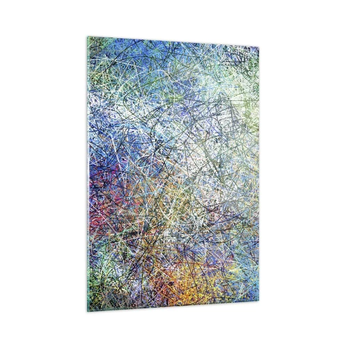 Glasbild - Bild auf glas - Bunte Abstraktion mit dynamischen Linien - 50x70cm - Es ist nicht so einfach - Moderne Wanddekoration für Wohnzimmer und Schlafzimmer ARTTOR