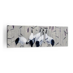 Bild auf Leinwand - Leinwandbild - Reiher im Gras vor einem friedlichen Hintergrund - 160x50cm - Unter ihren eigenen - Moderne Wanddekoration für Wohnzimmer und Schlafzimmer ARTTOR