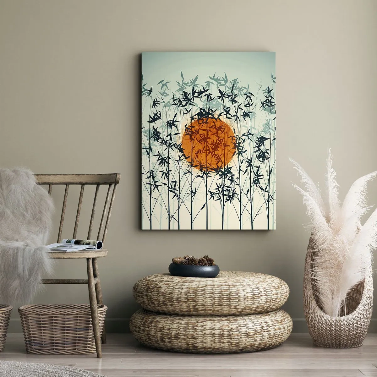 Bild auf Leinwand - Leinwandbild - Japanische Sonne - 65x120 cm