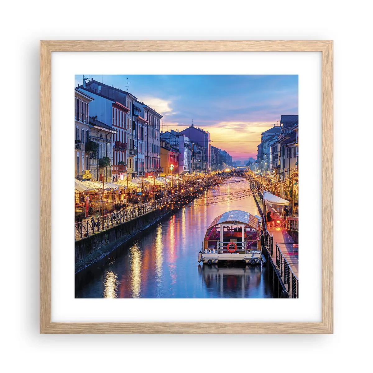 Poster in einem Rahmen aus heller Eiche - Ein Abend voller Licht und Spaß - 40x40 cm