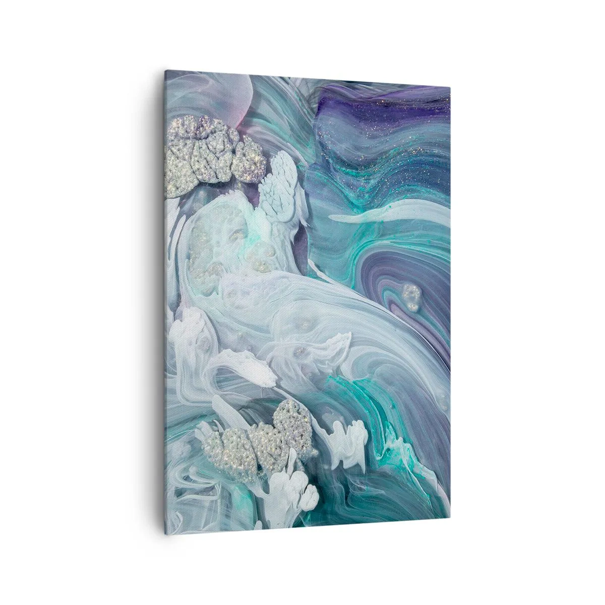 Bild auf Leinwand - Leinwandbild - Abstrakte Wirbel in Blau- und Weißtönen - 70x100cm - Strömungen von Himmelblau - Moderne Wanddekoration für Wohnzimmer und Schlafzimmer ARTTOR