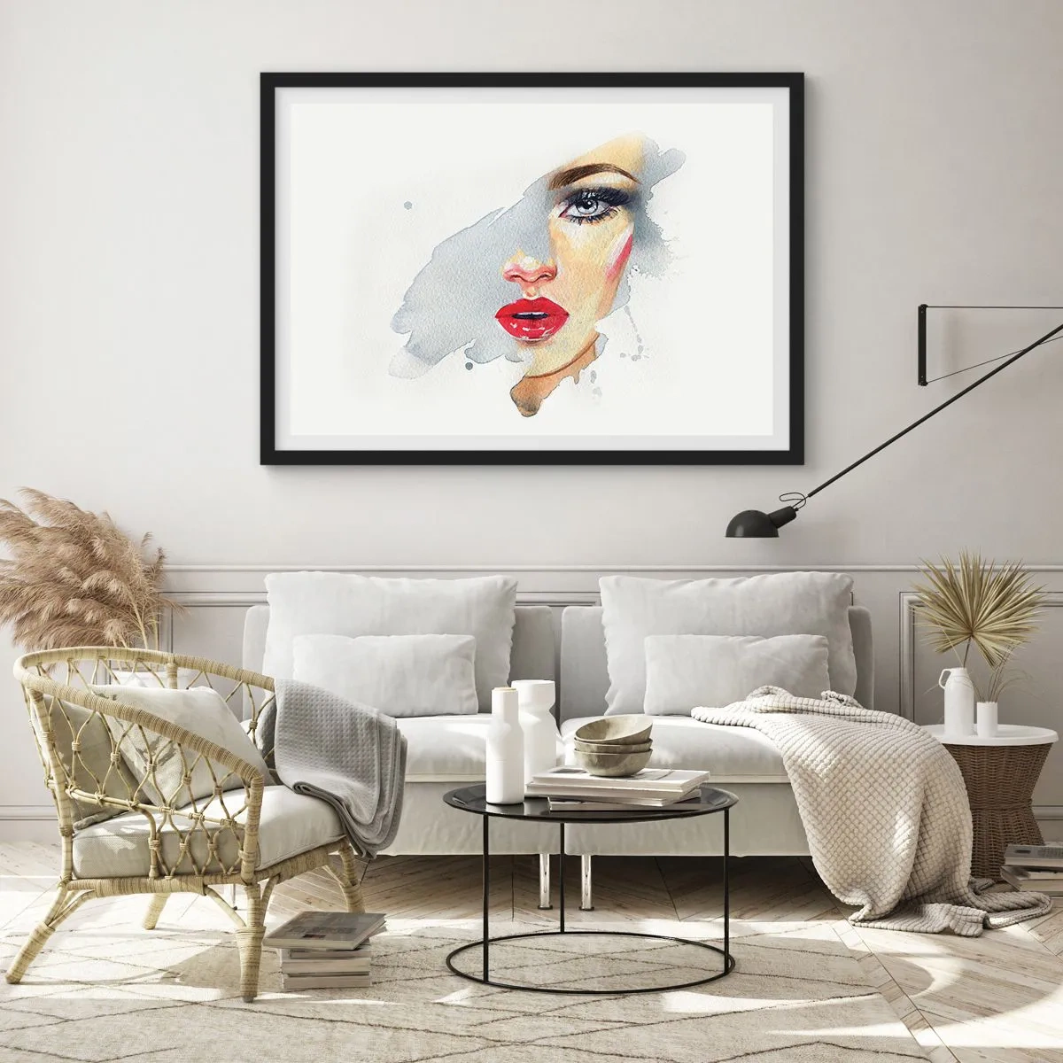 Poster in einem schwarzem Rahmen - Abspiegeln in einem Wassertropfen - 50x40 cm