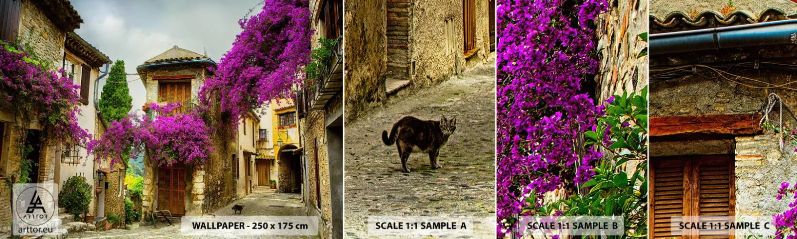 Fototapeten Muster Selbstklebend Deluxe Sticker - Unter einem Blumendach - Landschaft, Die Architektur, Stadt - 100x30 cm