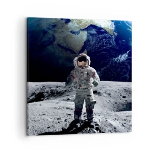 Bild auf Leinwand - Leinwandbild - Grüße vom Mond - 60x60 cm