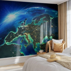 Selbstklebende Fototapete Deluxe Sticker - Funkelndes Europa - Kosmos, Planet Erde, Kontinente - 200x140 cm