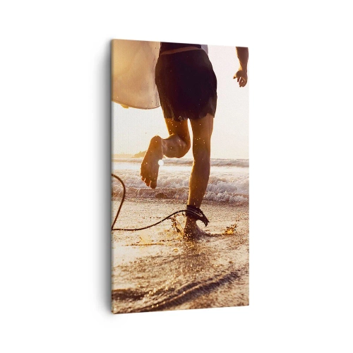 Bild auf Leinwand - Leinwandbild - Um die Welle zu treffen - 45x80 cm
