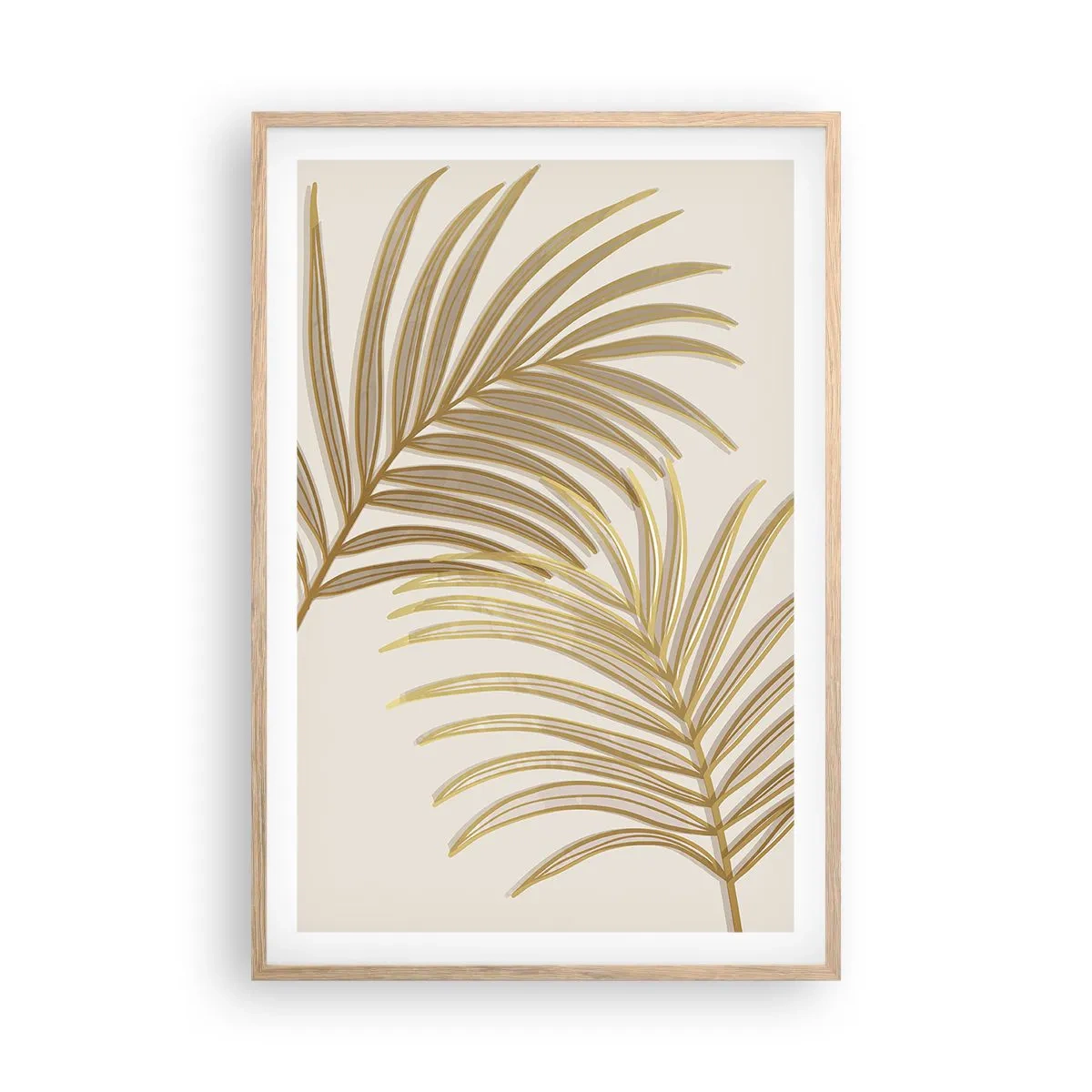 Poster in einem Rahmen aus heller Eiche - Goldene Palme! - 61x91 cm