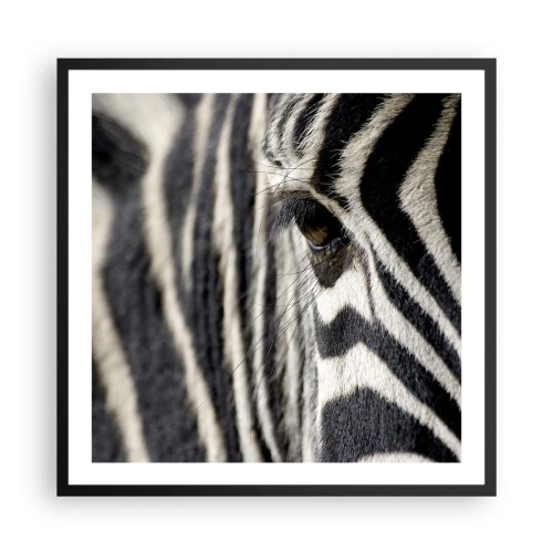 Poster in einem schwarzem Rahmen - Gestreiftes Porträt - 60x60 cm