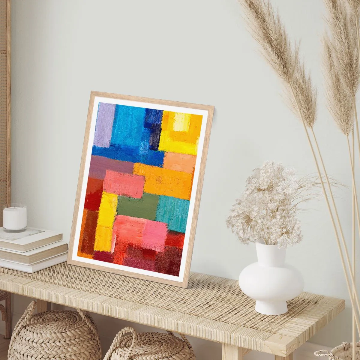 Poster in einem Rahmen aus heller Eiche - Jeder ist anders, alle bunt - 30x40 cm