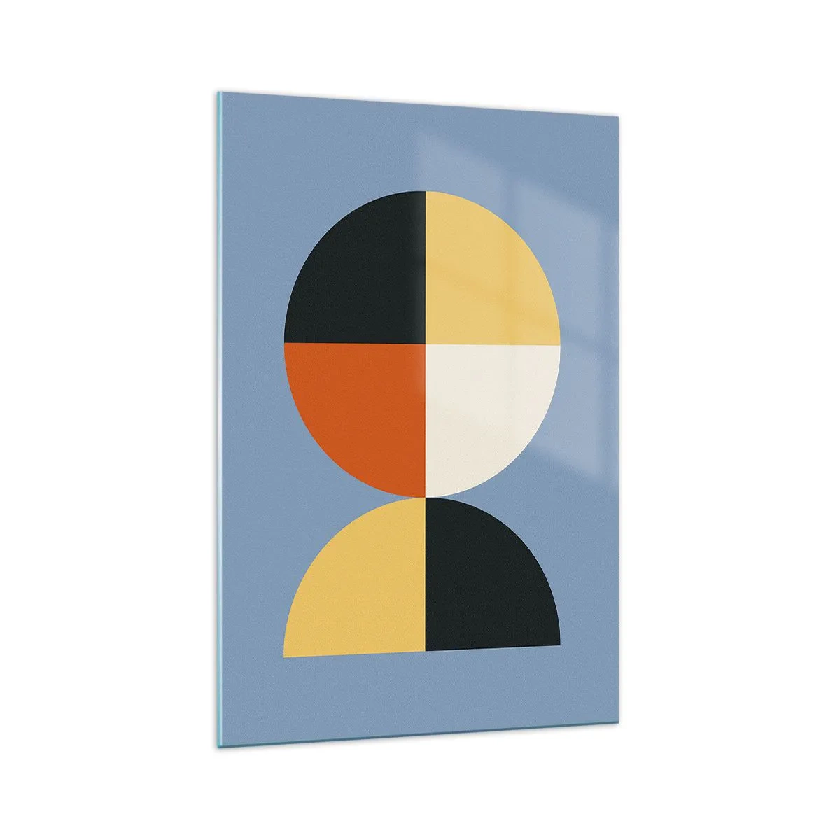 Glasbild - Bild auf glas - Geometrische Kreise auf blauem Hintergrund - 70x100cm - Beobachte und zähle - Moderne Wanddekoration für Wohnzimmer und Schlafzimmer ARTTOR