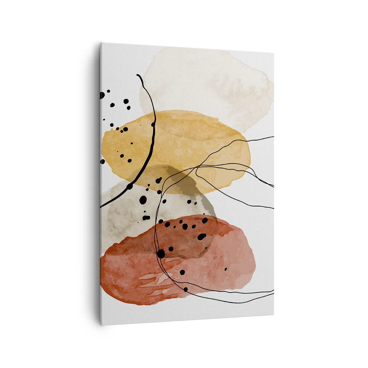 Bild auf Leinwand - Leinwandbild - Abstrakte Flecken in Beige-, Gelb- und Rottönen - 70x100cm - Wie leichte, transparente Luft - Moderne Wanddekoration für Wohnzimmer und Schlafzimmer ARTTOR