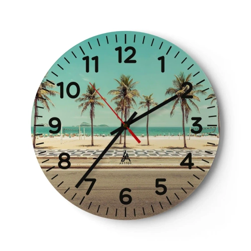 Wanduhr - Glasuhr - Beim Bewachen des Strandes - 40x40 cm