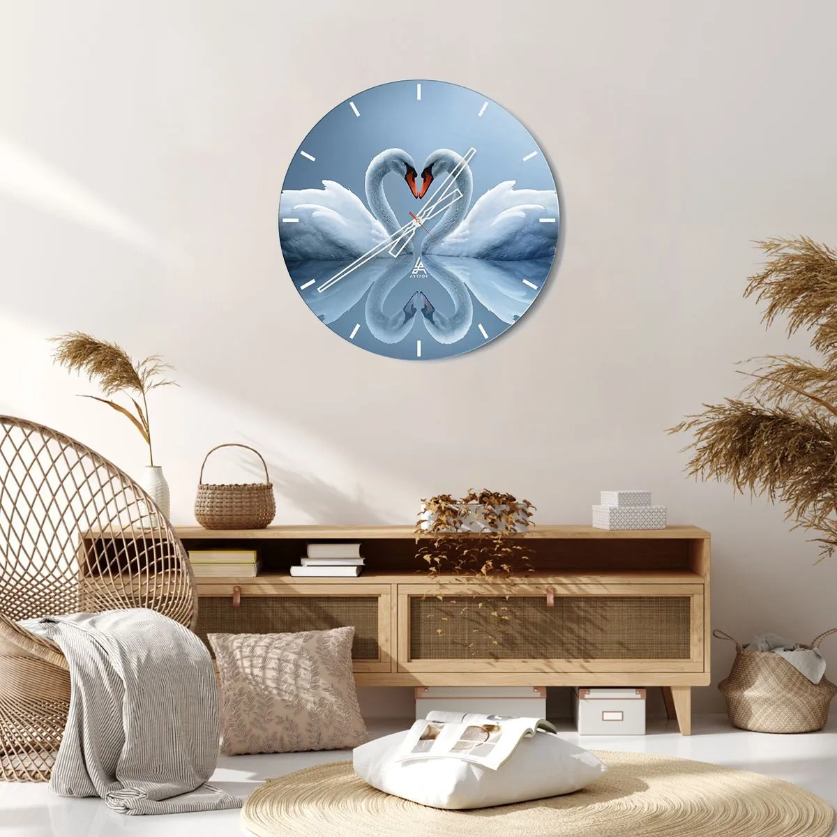 Wanduhr - Glasuhr - Zeit für die Liebe - 40x40 cm