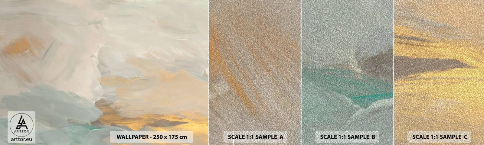 Fototapeten Muster Premium Sand - Abstraktion – das Land der Sanftheit - Stück, Hell, Minimalistisch - 100x30 cm