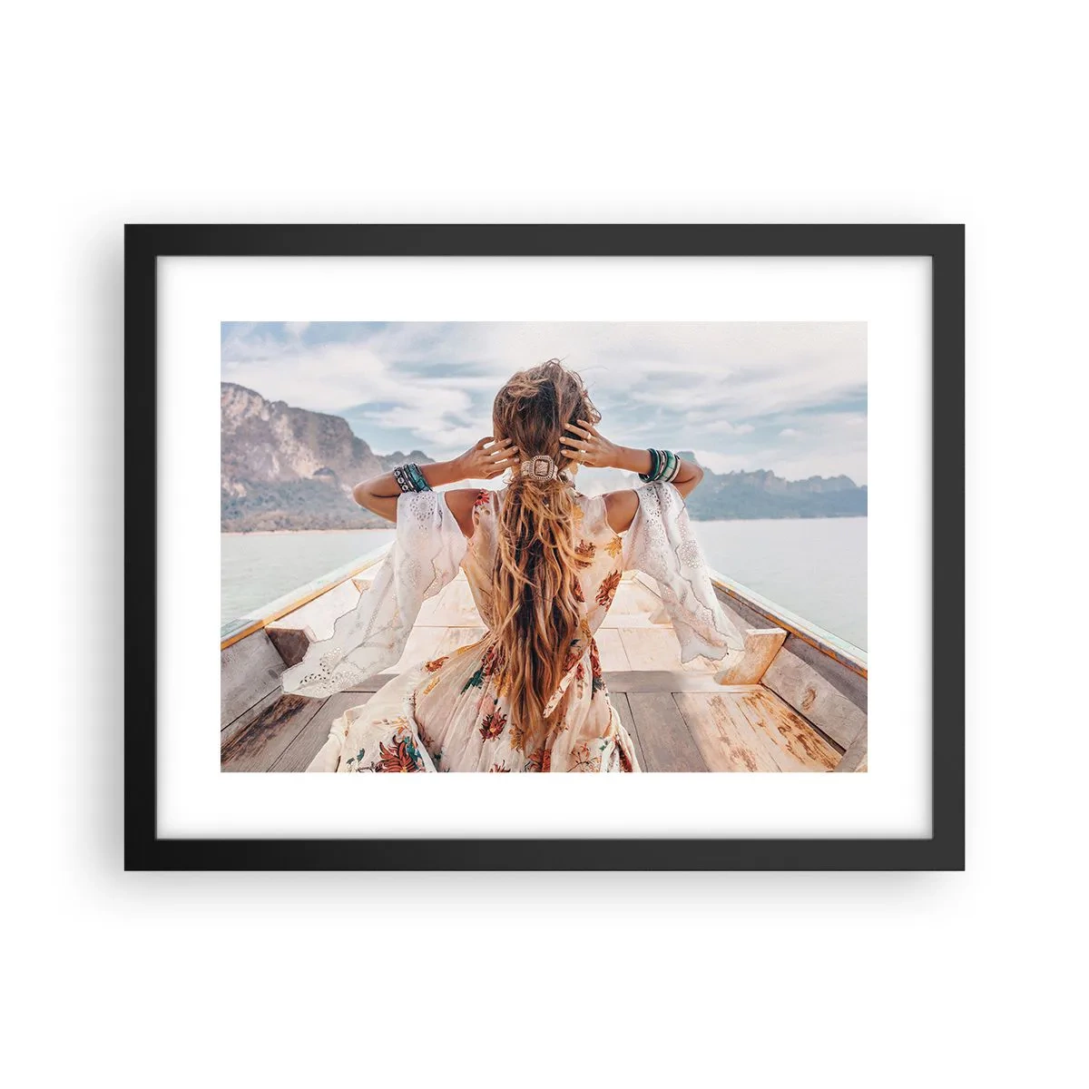 Poster in einem schwarzem Rahmen - Auf dem Weg zum Glück - 40x30 cm